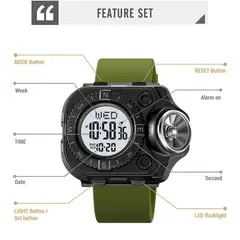 SKMEI - Reloj 2187 Linterna Correa VERDE silicona_.