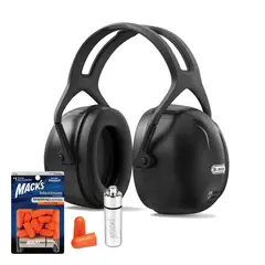 GENERICO - Orejera Antiruido + 14 Tapones DOBLE BLOQUEO Para Ruidos Muy Fuertes - Negro
