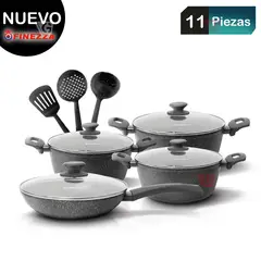 FINEZZA - Juego de Ollas 11Pzas Ultra Granito FZ-X1713M Gris