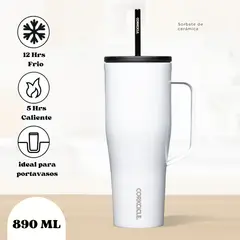 CORKCICLE - Vaso Térmico Con Asa de 30 Onzas Blanco -