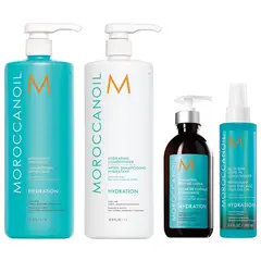 MOROCCANOIL - Shampoo 1000ml + Acondicionador + Crema + Spray Hydration