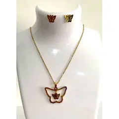GENERICO - Collar y aretes de mariposa radiante