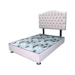MUEBLES MACRUMO - Cama tapizada Varsovia - 2 Plz - Color Beige Claro