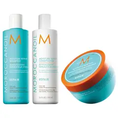 MOROCCANOIL - Shampoo Reparador 250ml+ Acondicionador+ Mascarilla Repair