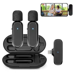 OEM - Micrófonos Inalámbricos 2 en 1 K61 iPhone con Cargador Portátil