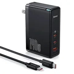 BASEUS - Cargador GAN5 PRO Carga rápida 2C+U 140W con Cable carga rápida