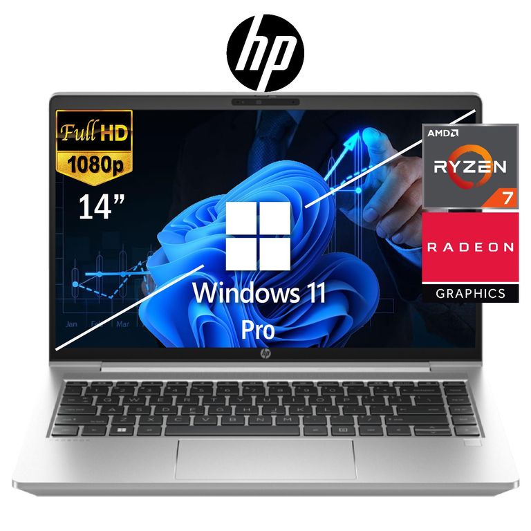 Laptop PROBOOK 445 G10 AMD Ryzen 7-7730U Pantalla 14" FHD RAM 16GB SSD 512GB Windows Pro