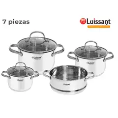 LUISSANT - Set de Ollas de Acero c tapa de Vidrio 7piezas
