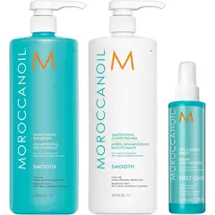 MOROCCANOIL - Shampoo Suavizante 1000ml + Acondicionador + Spray Smooth
