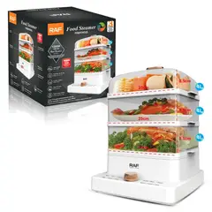 RAFF - Vaporera de Alimentos de 3 Niveles Color Blanco
