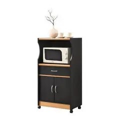 MUEBLES CRISOSTOMO - Alacena de Melamina con Ruedas Negro
