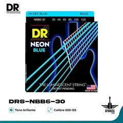 DR - DRS-NBB6-30 Cuerdas Para Bajo HiDef Neon Blue