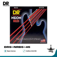 DR - DRS-NRB5-45 Cuerdas Para Bajo HiDef Neon Red