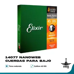 ELIXIR - 14077 Nanoweb Cuerdas para Bajo 045-105