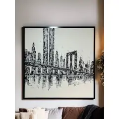 MAP DESIGN HOME - Cuadro Decorativo al Óleo Puente Brooklyn 103x103 cm