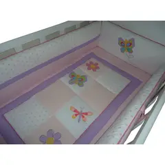 GENERICO - Set De Cuna - Diseño estrellitas Mariposa y flores - Rosado