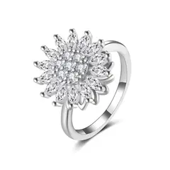 GENERICO - Anillo Mujer Girasol Giratorio Regalo Joya Acero Plateado