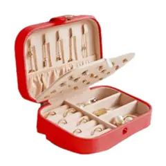 GENERICO - Joyero Viajero Organizador de Joyas Portátil Cofre Premium Rojo