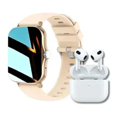 HANDS UP - Pack Smartwatch A58 Plus Dorado y Audifono 6s Pro Blanco.
