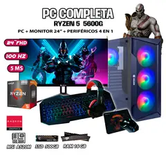 AMD - Computadora Completa Ryzen 5 5600G RAM 16GB DISCO 500GB SSD MONITOR 24" FHD.