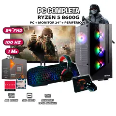 AMD - Computadora Completa Robot Ryzen 5 8600G RAM DDR5 16GB SSD 500GB SSD MONITOR 24"