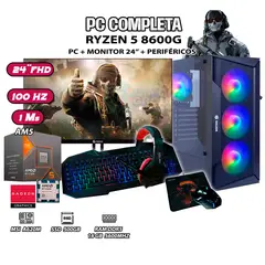 AMD - Computadora PC Completa Ryzen 5 8600G RAM DDR5 16GB SSD 500GB SSD MONITOR 24"