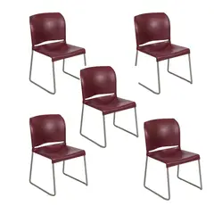 GENERICO - Juego de 5 sillas apilables con respaldar