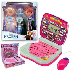 GENERICO - Pack de Muñecas Musical + Mini Laptop Educativo Rosa
