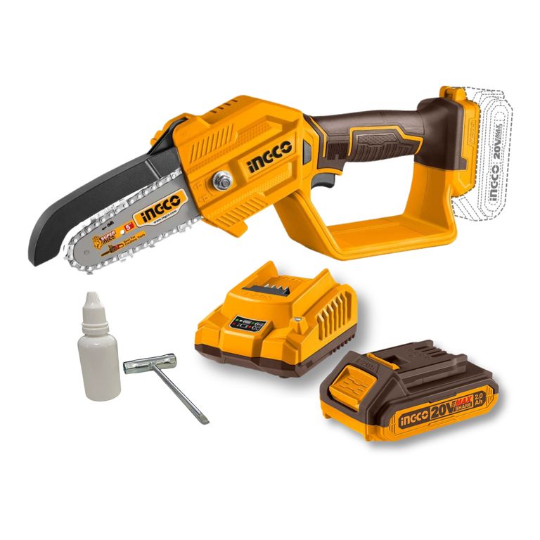 Mini motosierra 5 inalambrica + bateria 2ah y cargador Ingco