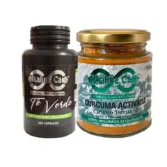 ALKALINE CARE - Cúrcuma Activada 500gr con Kion y Pimienta + Té verde 100 Cápsulas