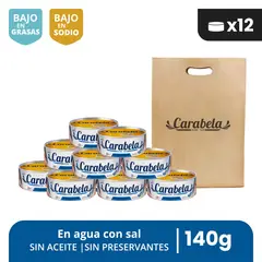 CARABELA - Filetes de Atún en agua y sal 140gr Pack x12