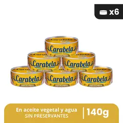 CARABELA - Filetes de Caballa en aceite vegetal 140gr Pack x6