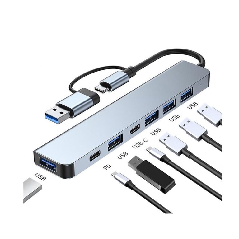 Adaptador 7 En 1 USB HUB con 02 Puertos