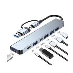 GENERICO - Adaptador 7 En 1 USB HUB con 02 Puertos