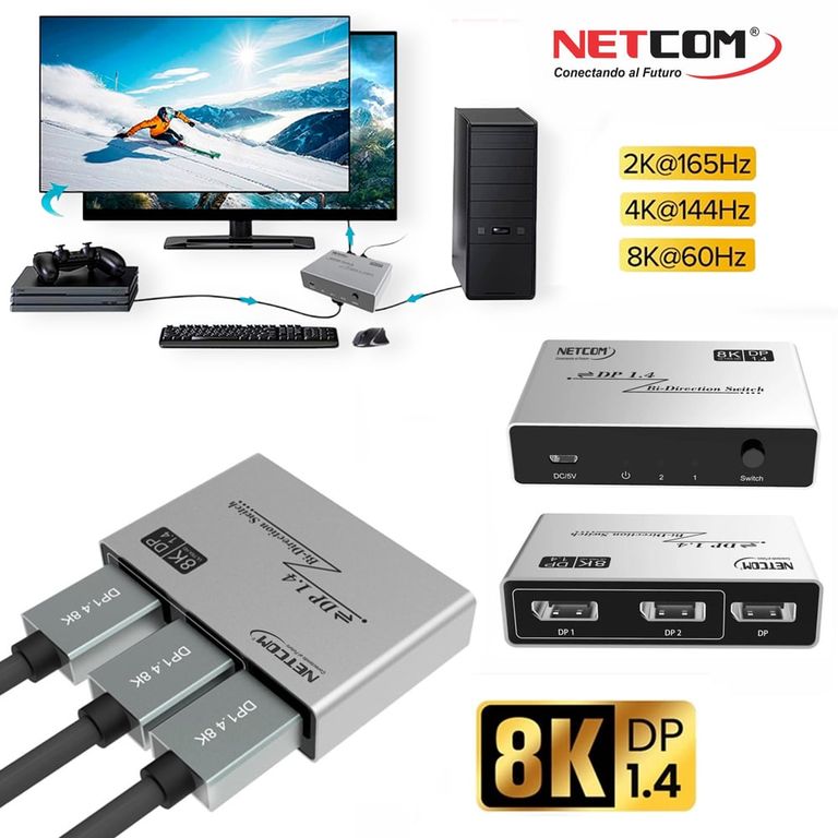 Switch Splitter Displayport V14 Bidireccional 8k