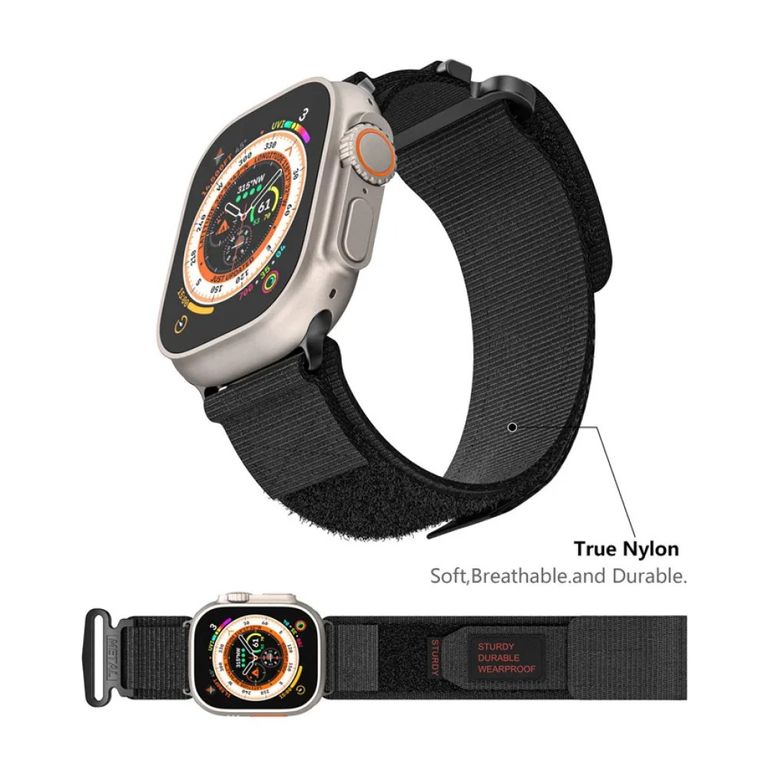 CORREA DE NAILON DEPORTIVA PARA APPLE WATCH 38-40-41MM NEGRO