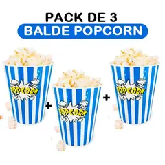 GENERICO - BALDE POPCORN 16CM - SET DE 3 - AZUL