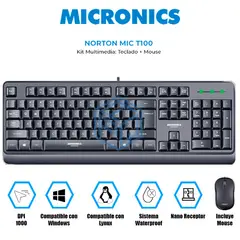 MICRONICS - KIT TECLADO Y MOUSE NORTON - MIC T100