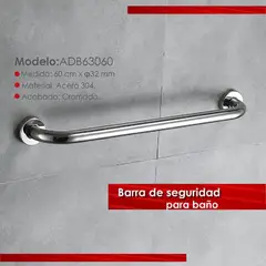 GENERICO - Barra de seguridad para Baño 60cm en Acero 304 Cromado