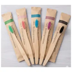 GENERICO - Cepillos De Dientes De Bambú Ecológicos Pack x5 Cerdas Suaves