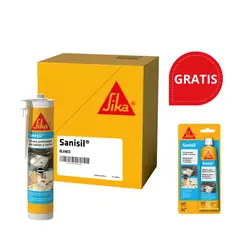 SIKA - 12Siliconas Antihongos para Baños SikaSanisil®Blanco280ml+Blister 70gr