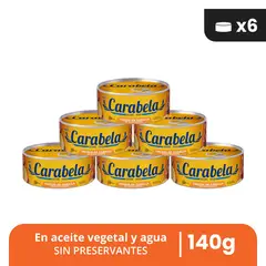 CARABELA - Trozos de Caballa en aceite vegetal 140gr Pack x6