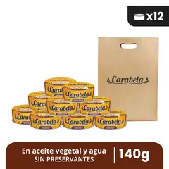 CARABELA - Trozos de Atún en aceite vegetal Carabela 140gr Pack x12