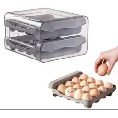 GENERICO - Organizador De Huevos 2 Niveles 32 unidades - Porta Huevos Gris