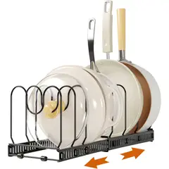 GENERICO - Organizador de Tapas Ollas y Sartenes extensible Negro