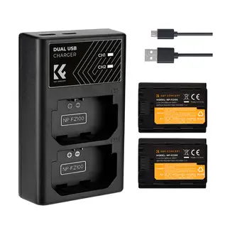 K&F CONCEPT - Kit de cargador + 2 baterías Sony NP-FZ100 KF28.0016