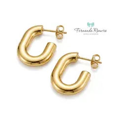 GENERICO - Hermosas Argollas Olivia - Chunky Lisas en Acero Dorado