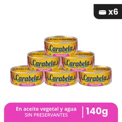CARABELA - Trozos de Jurel en aceite vegetal 140gr Pack x6