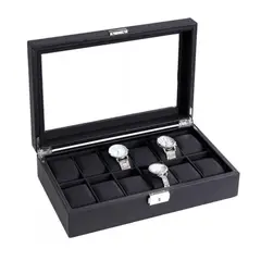 GENERICO - Organizador de Relojes Con 12 Compartimientos Diseño Carbono