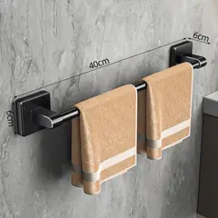 GENERICO - Barra de Toalla Toallero Sin Perforación 40cm Negro